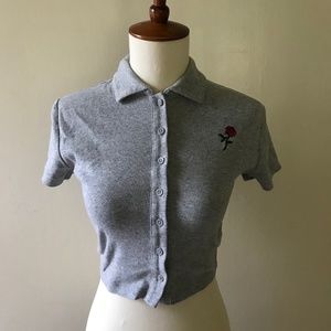 Cropped collard shirt